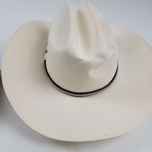Stetson 10x Spartan Natural Straw Round Oval Western Cowboy Hat 7 1/4 NWD - Picture 4 of 16